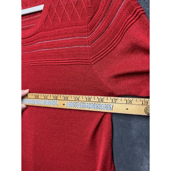 Liz Claiborne Sweater Woman’s L Red Sparkle Metallic Glam Christmas Holiday - Picture 3 of 8